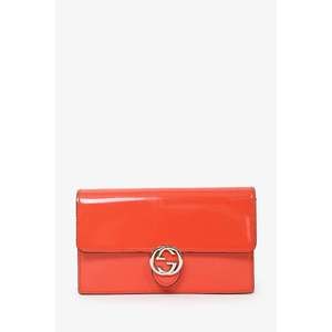 Gucci Orange Brushed Leather Dollar Interlock GG Wallet on Chain